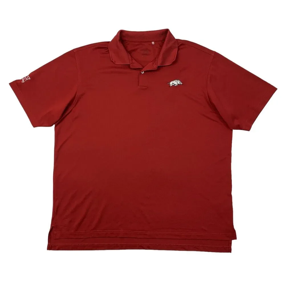 Adidas Arkansas Razorbacks Polo Shirt Mens 2XL XXL Red Active Performance Golf